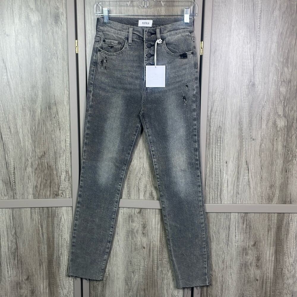 New! Pistola Cara High Rise Vintage Skinny Misguided Button Up Jeans Women's 26